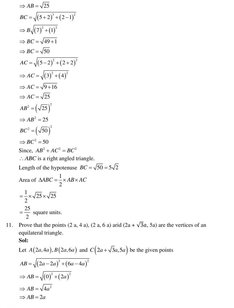 NCERT Solutions Class 10 Mathematics RD Sharma Coordinate Geometry