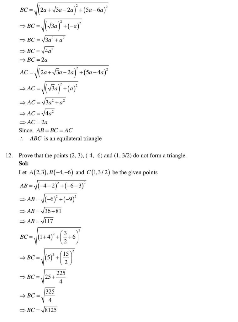 NCERT Solutions Class 10 Mathematics RD Sharma Coordinate Geometry
