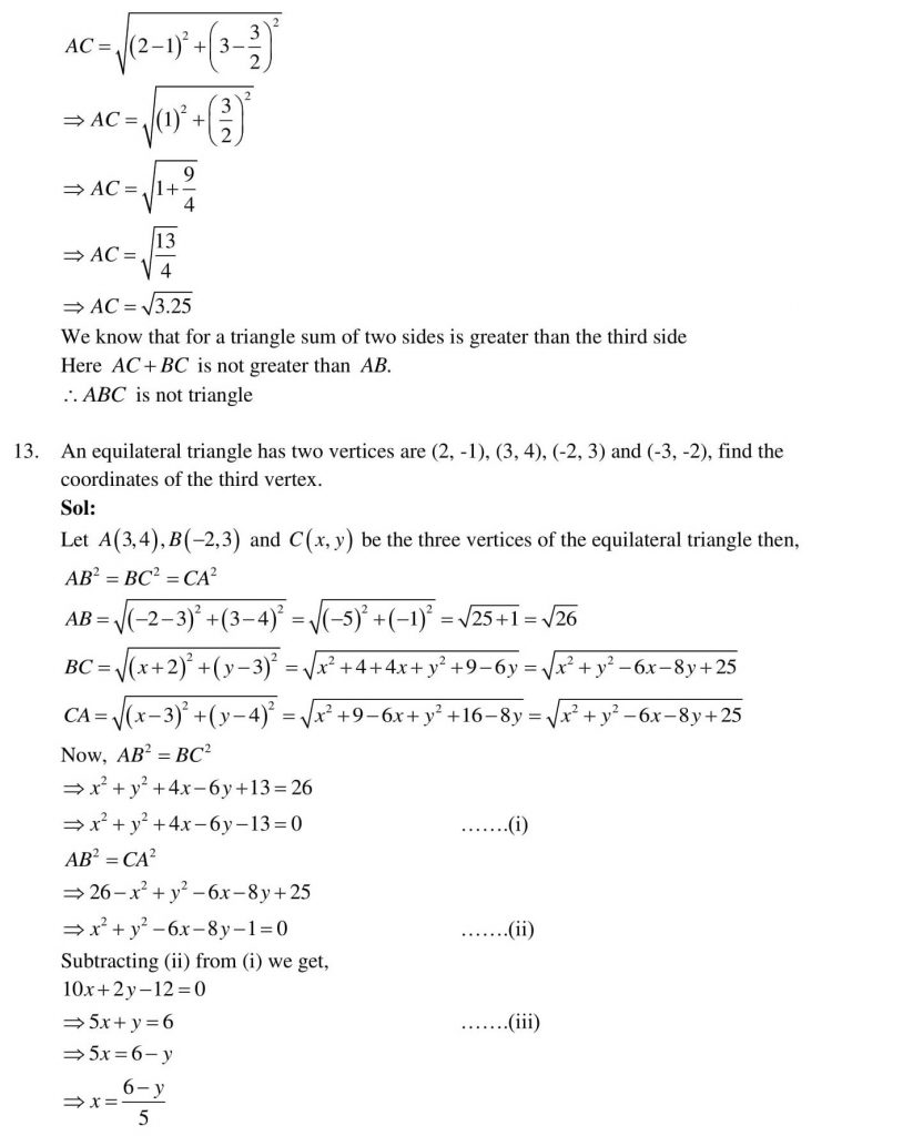 NCERT Solutions Class 10 Mathematics RD Sharma Coordinate Geometry