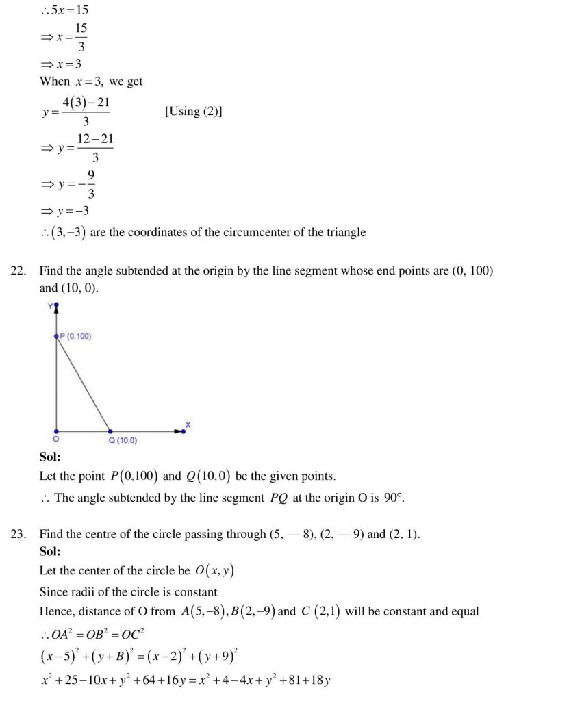 NCERT Solutions Class 10 Mathematics RD Sharma Coordinate Geometry