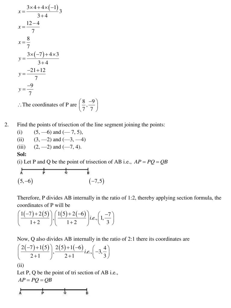 NCERT Solutions Class 10 Mathematics RD Sharma Coordinate Geometry