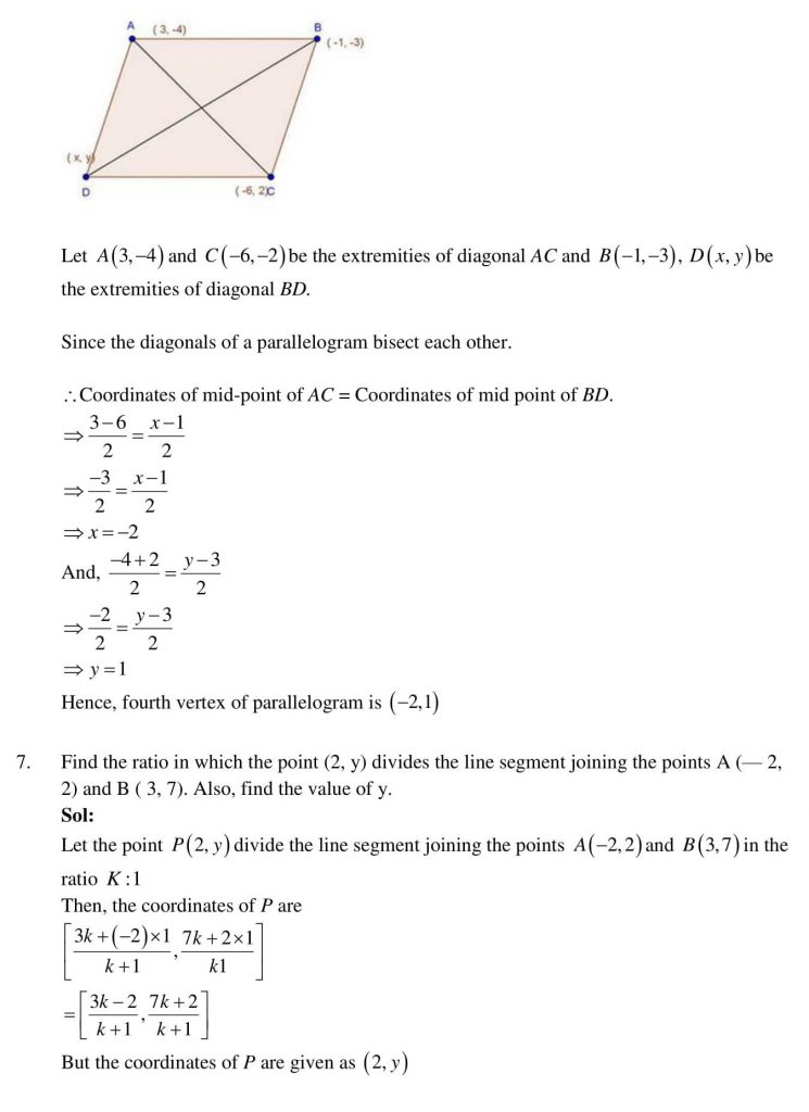 NCERT Solutions Class 10 Mathematics RD Sharma Coordinate Geometry