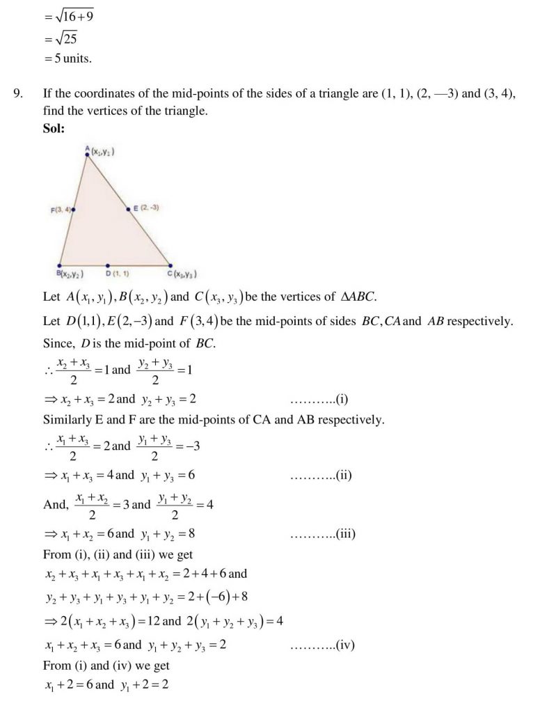NCERT Solutions Class 10 Mathematics RD Sharma Coordinate Geometry