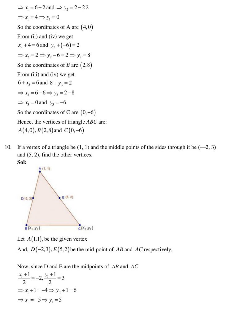 NCERT Solutions Class 10 Mathematics RD Sharma Coordinate Geometry