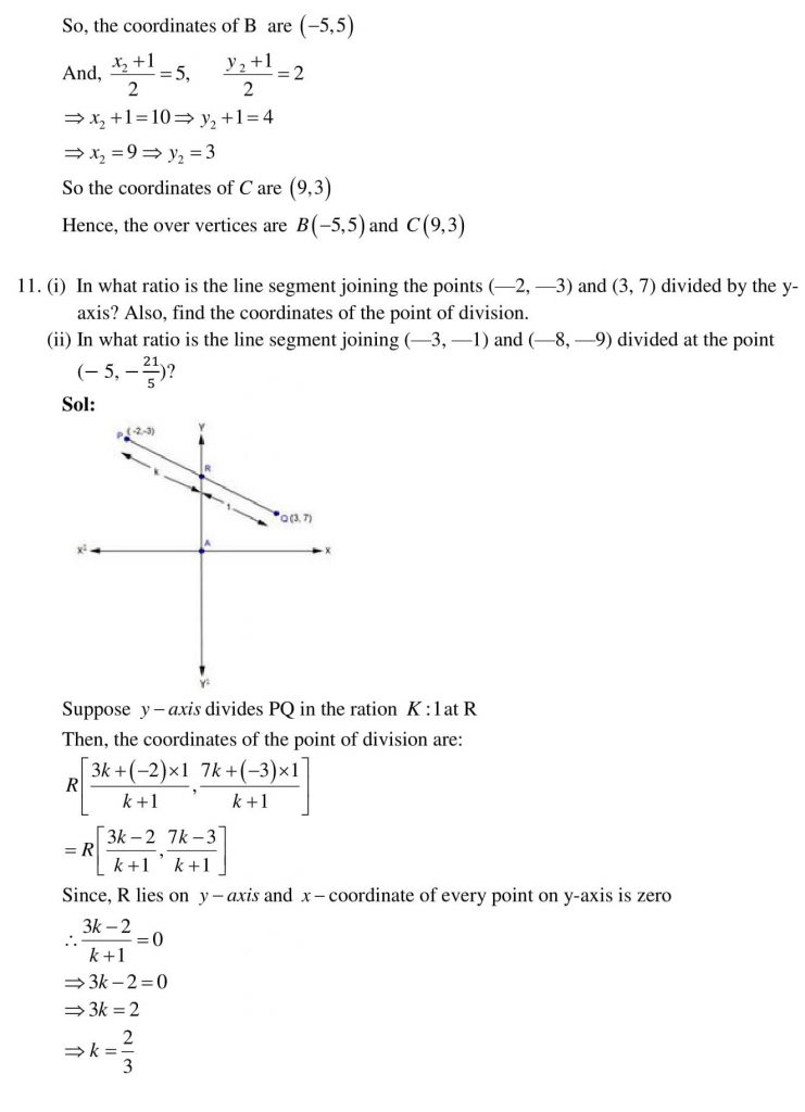 NCERT Solutions Class 10 Mathematics RD Sharma Coordinate Geometry