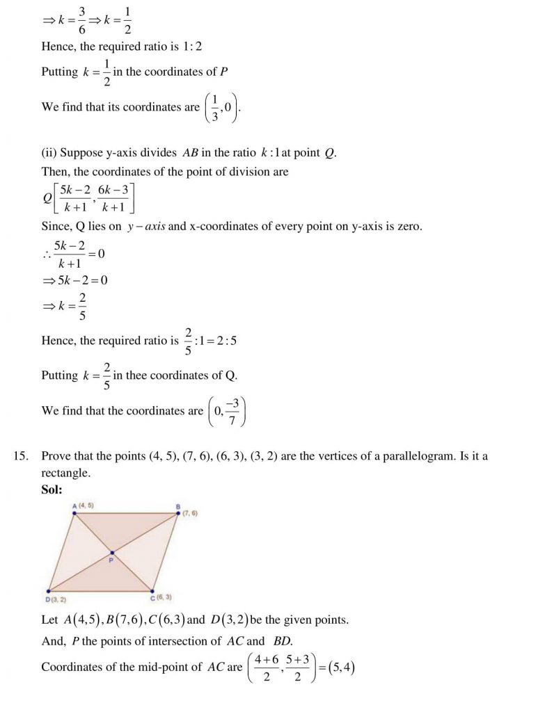 NCERT Solutions Class 10 Mathematics RD Sharma Coordinate Geometry