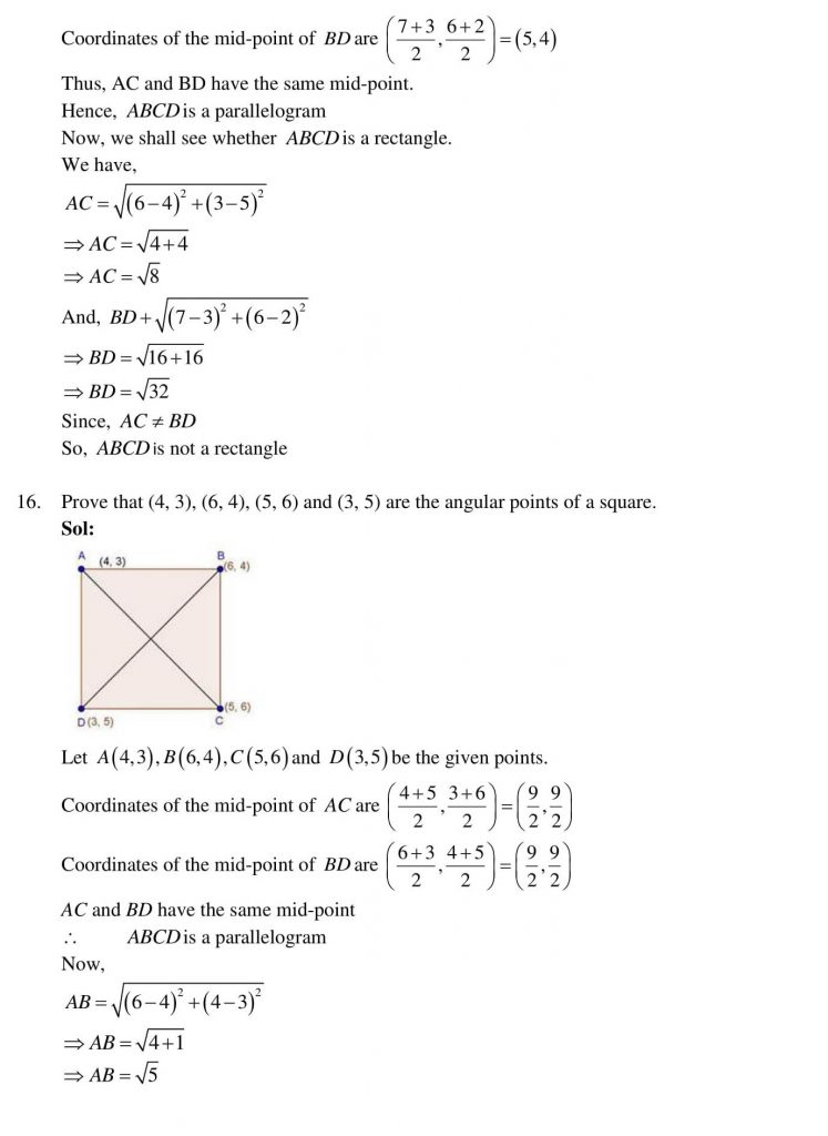 NCERT Solutions Class 10 Mathematics RD Sharma Coordinate Geometry