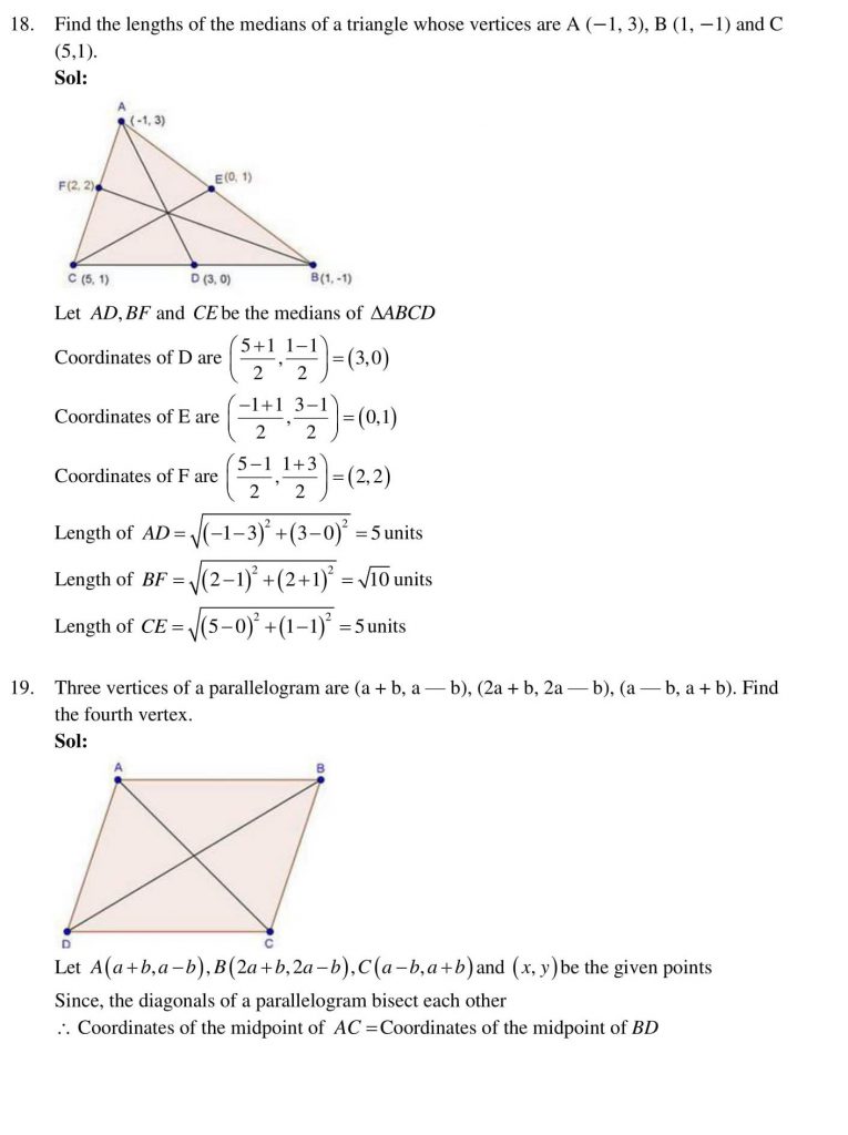 NCERT Solutions Class 10 Mathematics RD Sharma Coordinate Geometry
