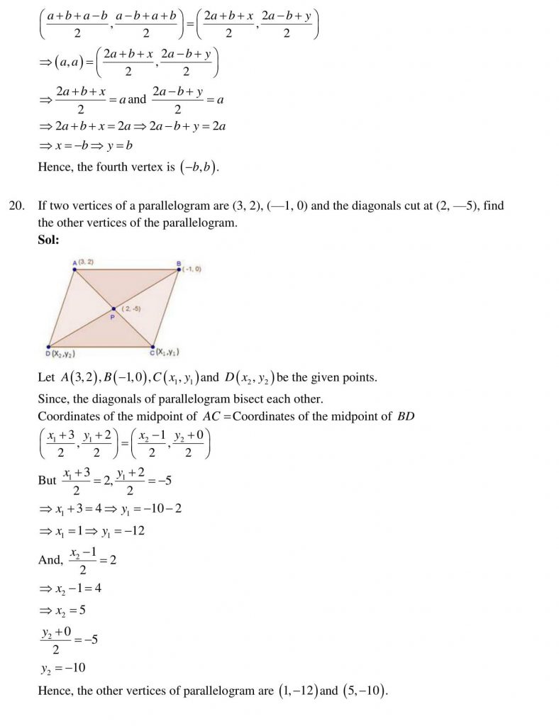 NCERT Solutions Class 10 Mathematics RD Sharma Coordinate Geometry