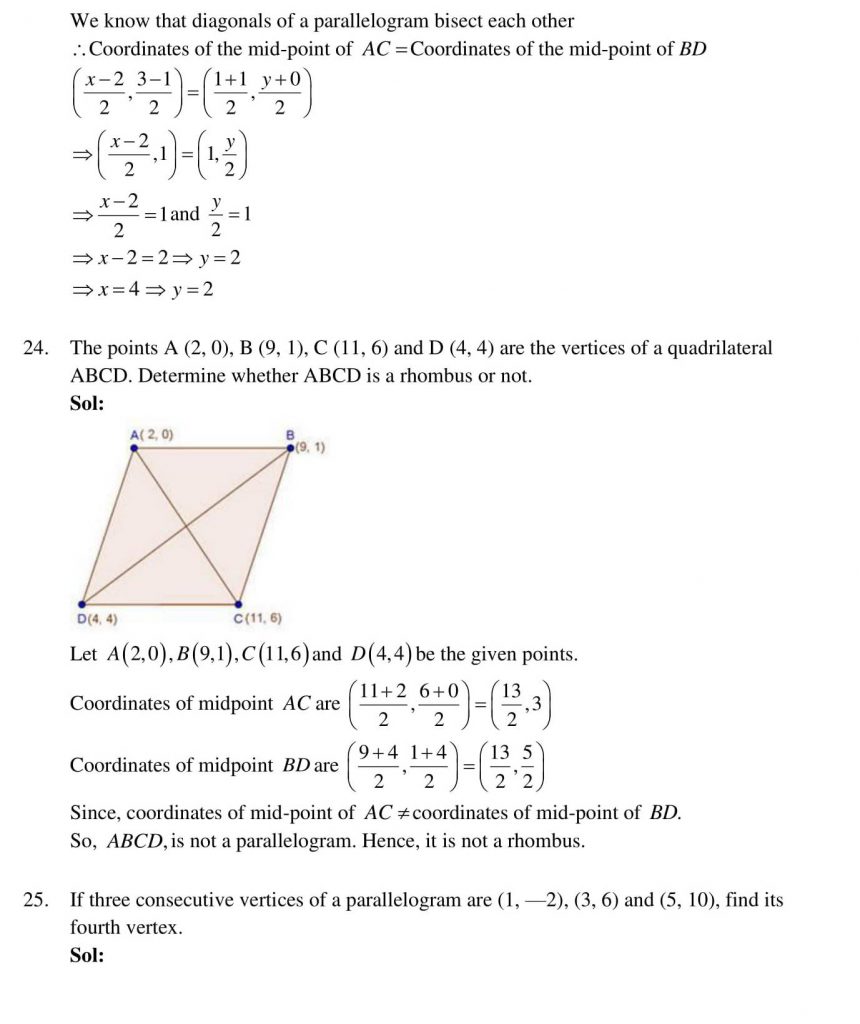 NCERT Solutions Class 10 Mathematics RD Sharma Coordinate Geometry