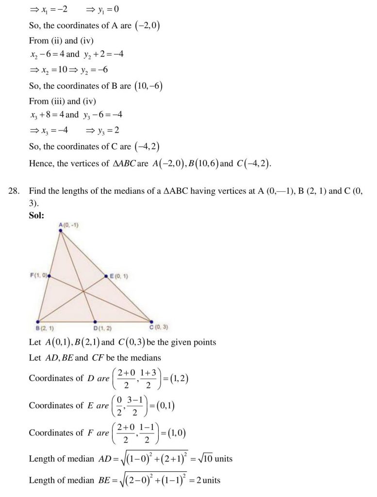 NCERT Solutions Class 10 Mathematics RD Sharma Coordinate Geometry
