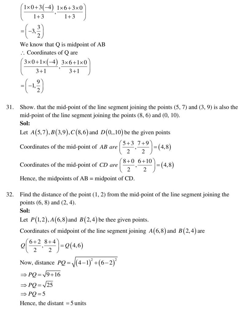 NCERT Solutions Class 10 Mathematics RD Sharma Coordinate Geometry