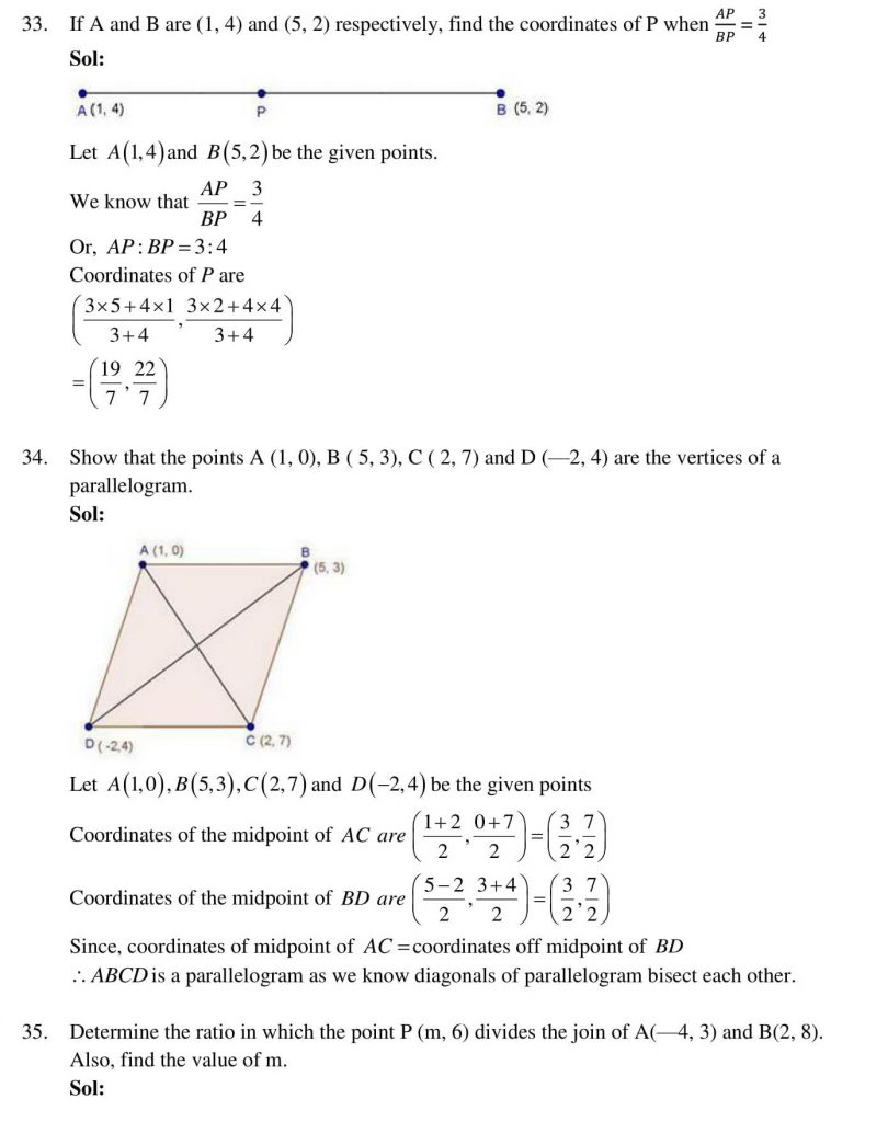 NCERT Solutions Class 10 Mathematics RD Sharma Coordinate Geometry