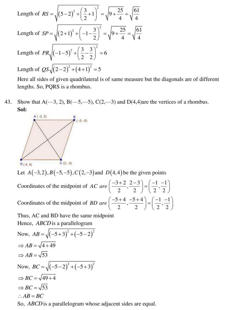 NCERT Solutions Class 10 Mathematics RD Sharma Coordinate Geometry