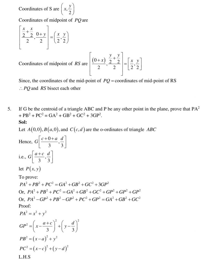 NCERT Solutions Class 10 Mathematics RD Sharma Coordinate Geometry