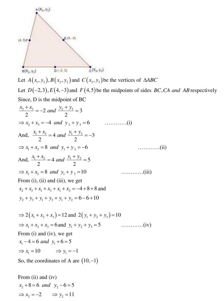 NCERT Solutions Class 10 Mathematics RD Sharma Coordinate Geometry