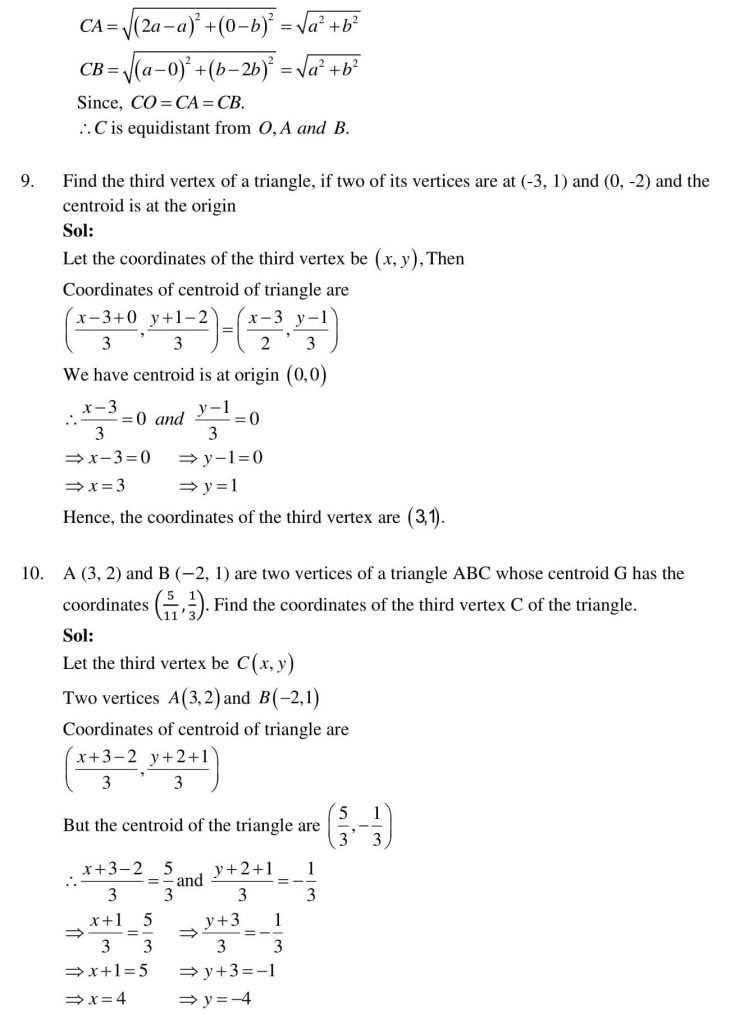 NCERT Solutions Class 10 Mathematics RD Sharma Coordinate Geometry