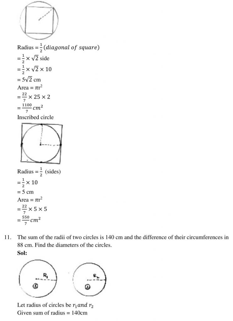 NCERT Solutions Class 10 Mathematics RD Sharma Areas Related to Circles