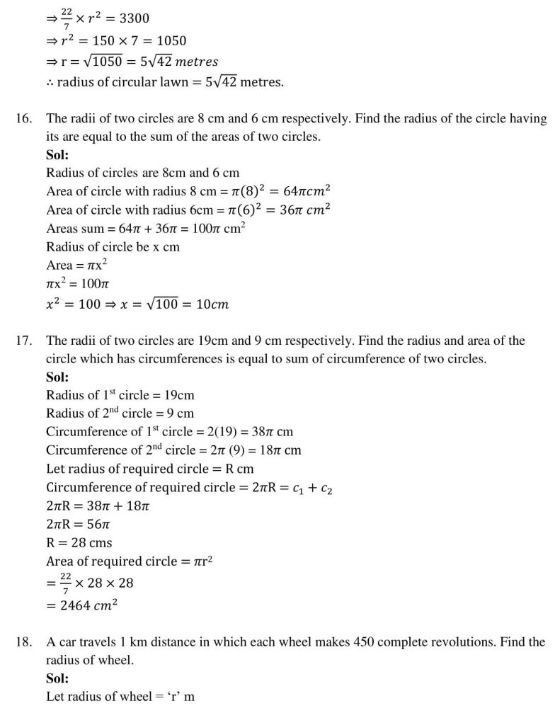 NCERT Solutions Class 10 Mathematics RD Sharma Areas Related to Circles