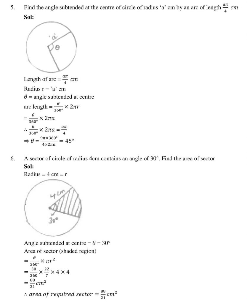 NCERT Solutions Class 10 Mathematics RD Sharma Areas Related to Circles