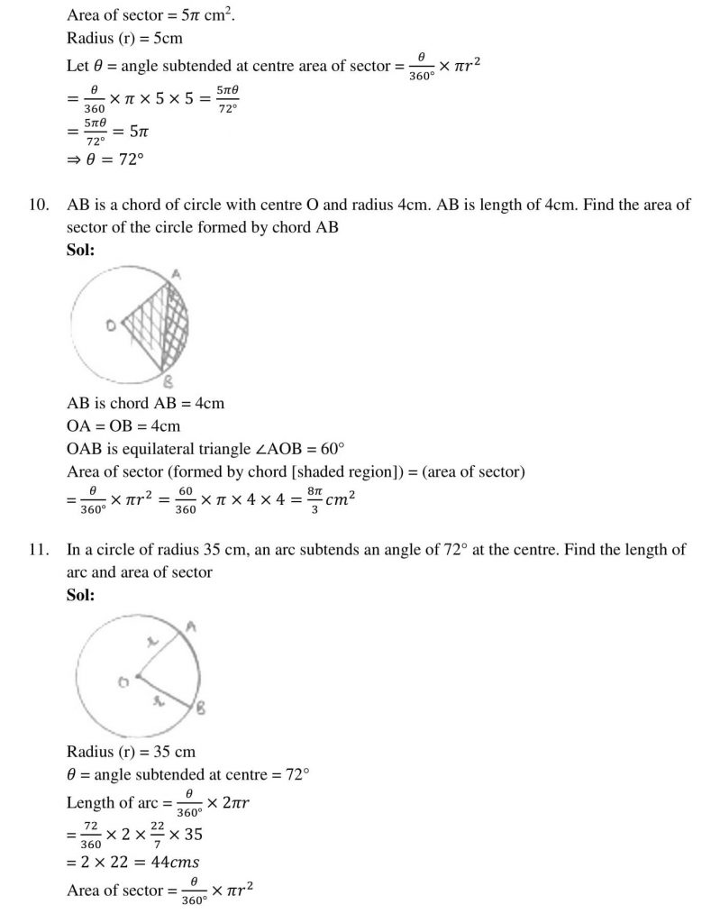 NCERT Solutions Class 10 Mathematics RD Sharma Areas Related to Circles