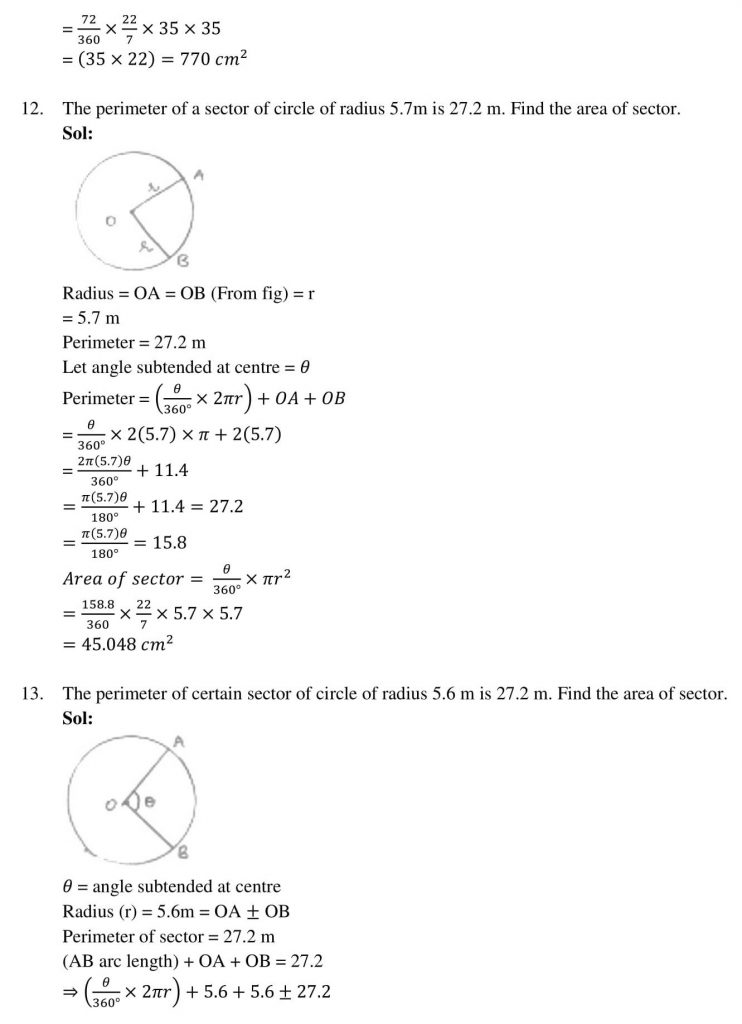 NCERT Solutions Class 10 Mathematics RD Sharma Areas Related to Circles