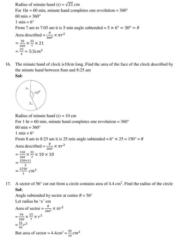 NCERT Solutions Class 10 Mathematics RD Sharma Areas Related to Circles