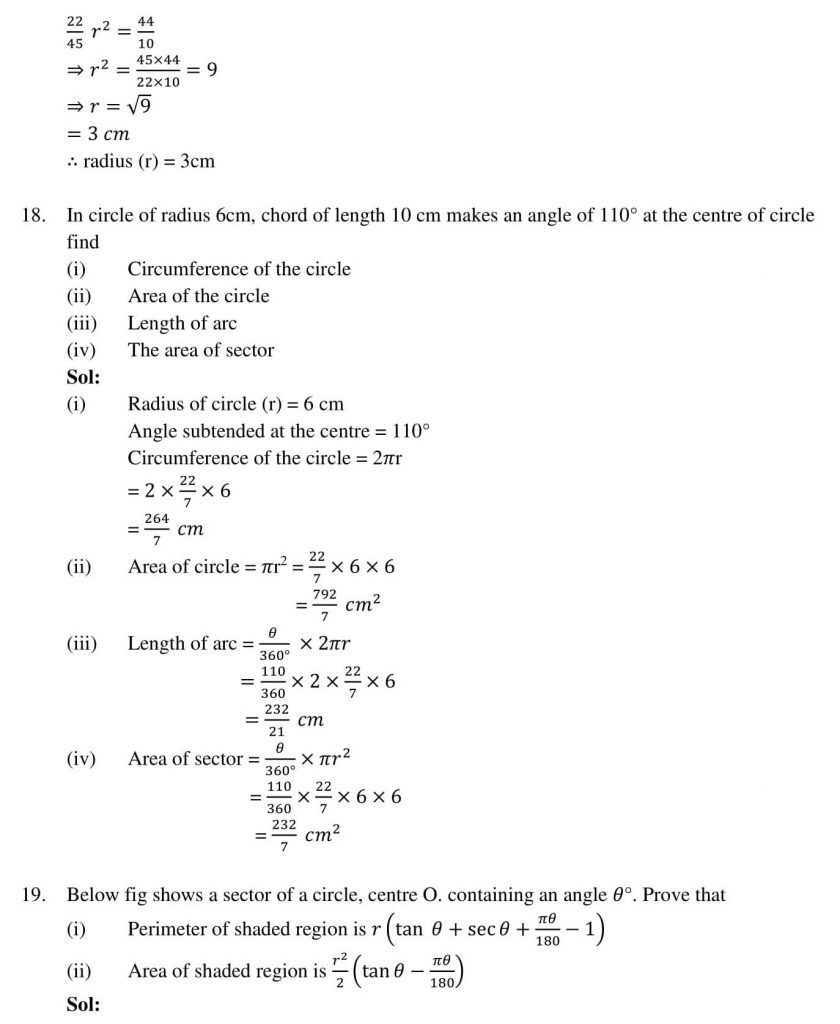 NCERT Solutions Class 10 Mathematics RD Sharma Areas Related to Circles
