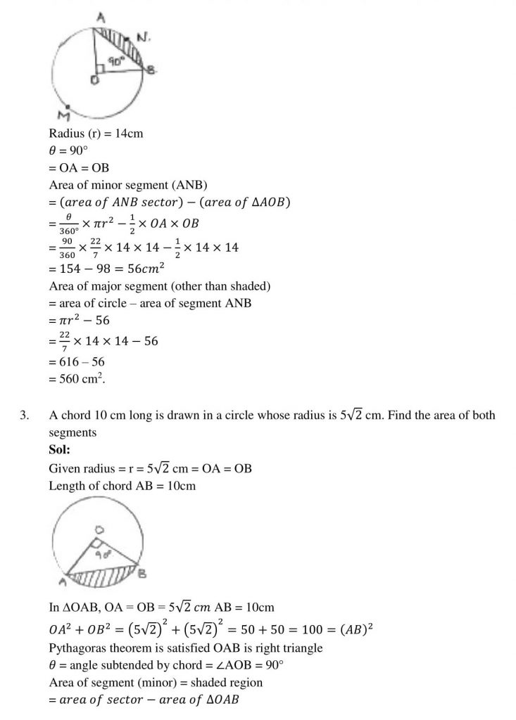 NCERT Solutions Class 10 Mathematics RD Sharma Areas Related to Circles