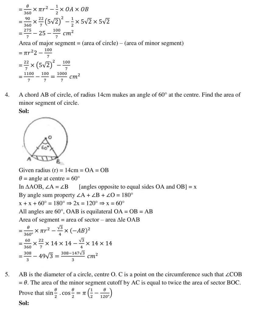 NCERT Solutions Class 10 Mathematics RD Sharma Areas Related to Circles