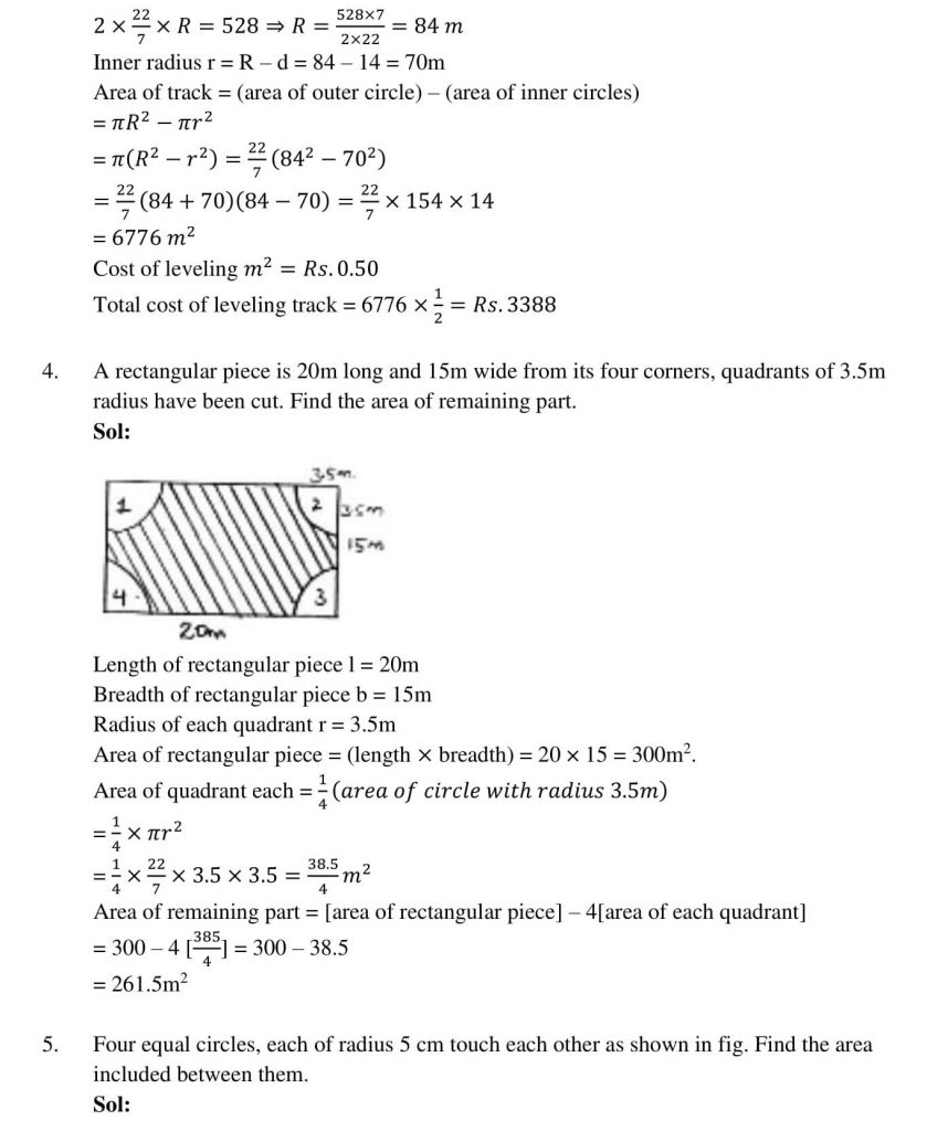 NCERT Solutions Class 10 Mathematics RD Sharma Areas Related to Circles