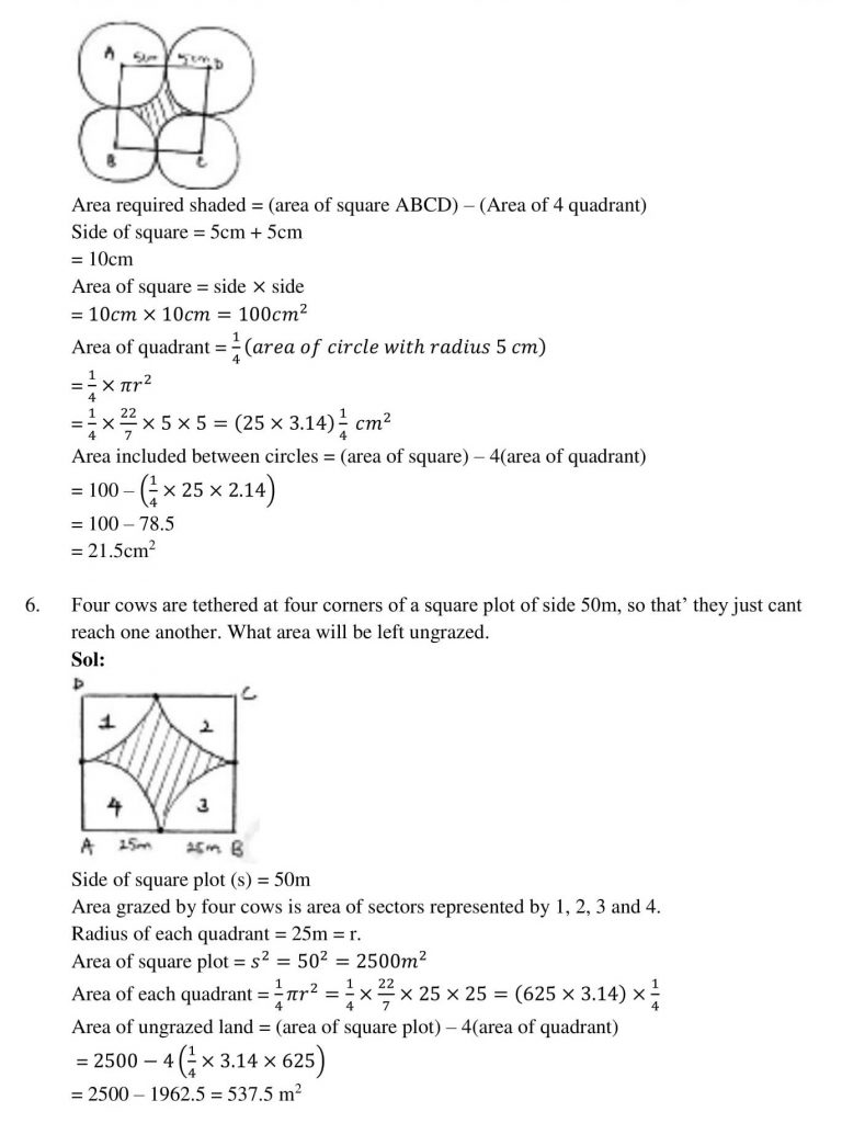 NCERT Solutions Class 10 Mathematics RD Sharma Areas Related to Circles