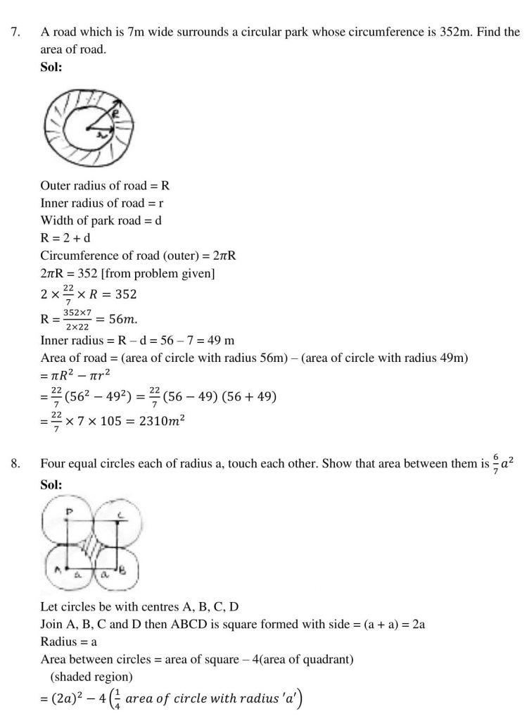 NCERT Solutions Class 10 Mathematics RD Sharma Areas Related to Circles