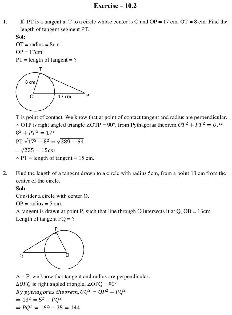 NCERT Solutions Class 10 Mathematics RD Sharma Circles