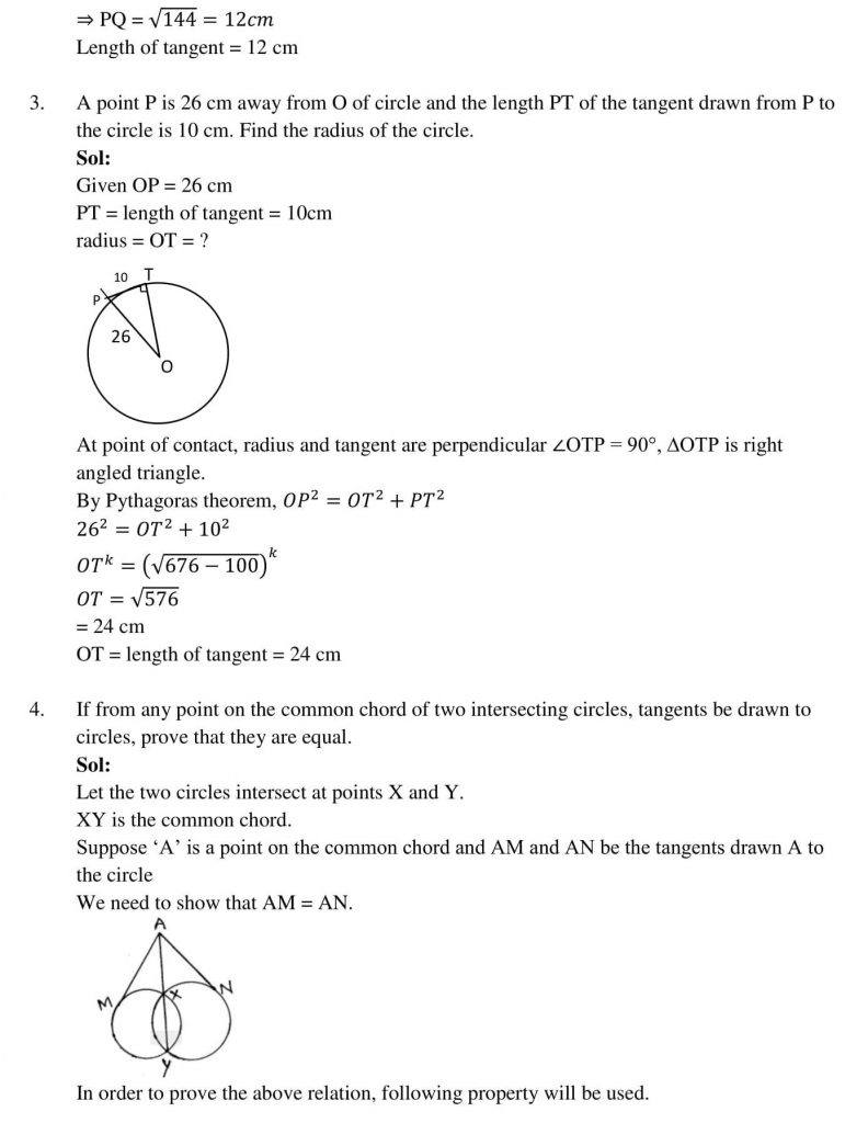 NCERT Solutions Class 10 Mathematics RD Sharma Circles