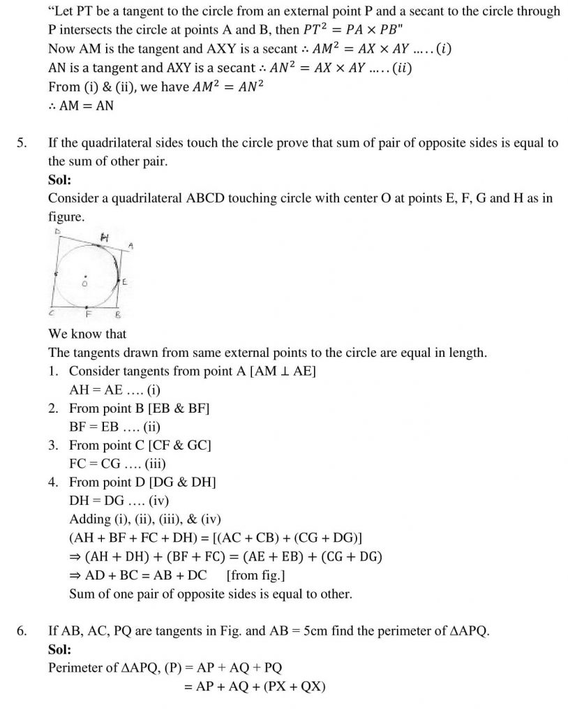 NCERT Solutions Class 10 Mathematics RD Sharma Circles