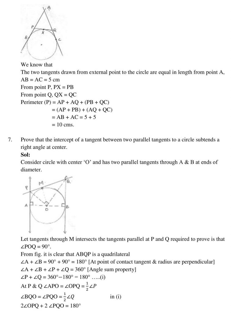 NCERT Solutions Class 10 Mathematics RD Sharma Circles