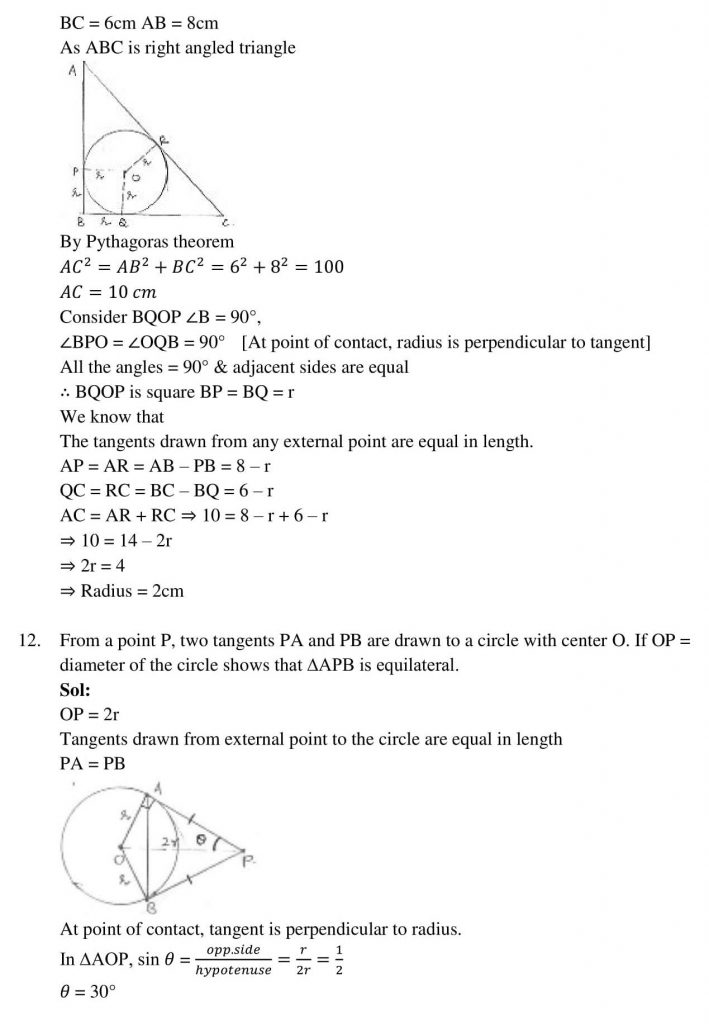 NCERT Solutions Class 10 Mathematics RD Sharma Circles