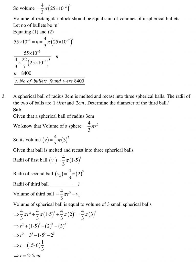 NCERT Solutions Class 10 Mathematics RD Sharma Surface Areas and Volumes