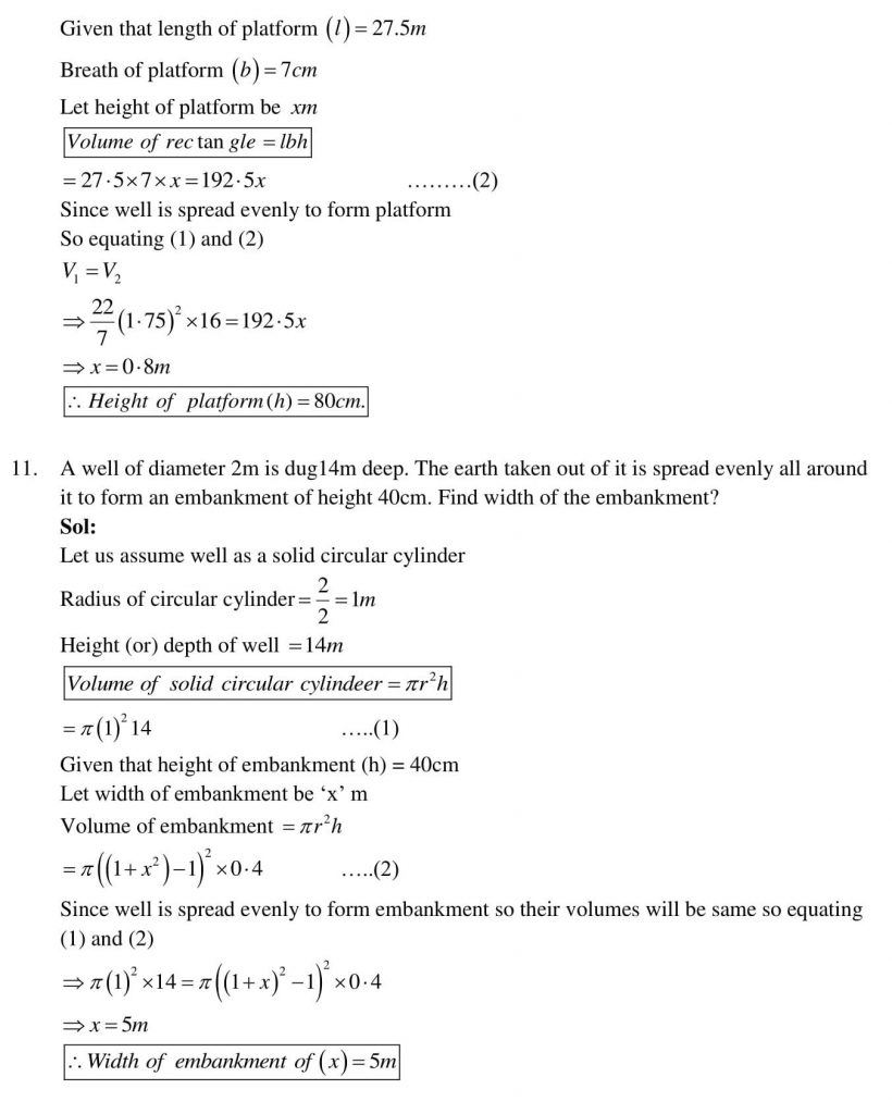 NCERT Solutions Class 10 Mathematics RD Sharma Surface Areas and Volumes
