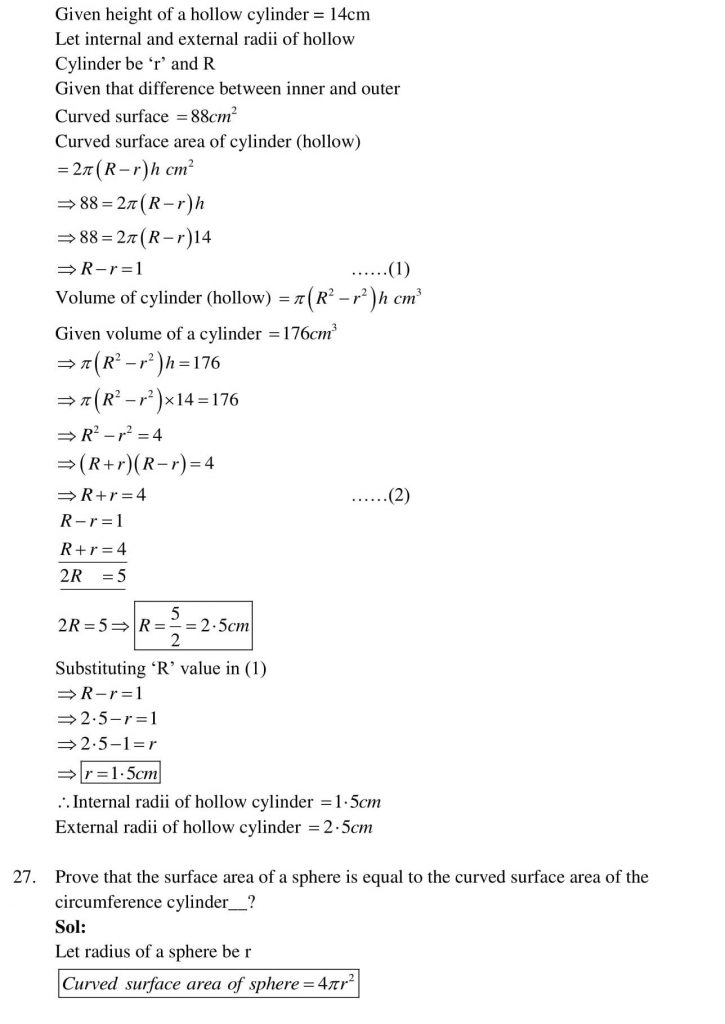 NCERT Solutions Class 10 Mathematics RD Sharma Surface Areas and Volumes