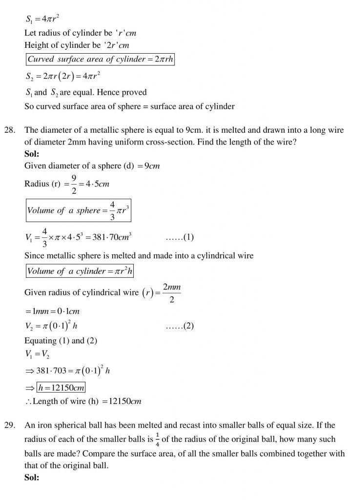 NCERT Solutions Class 10 Mathematics RD Sharma Surface Areas and Volumes