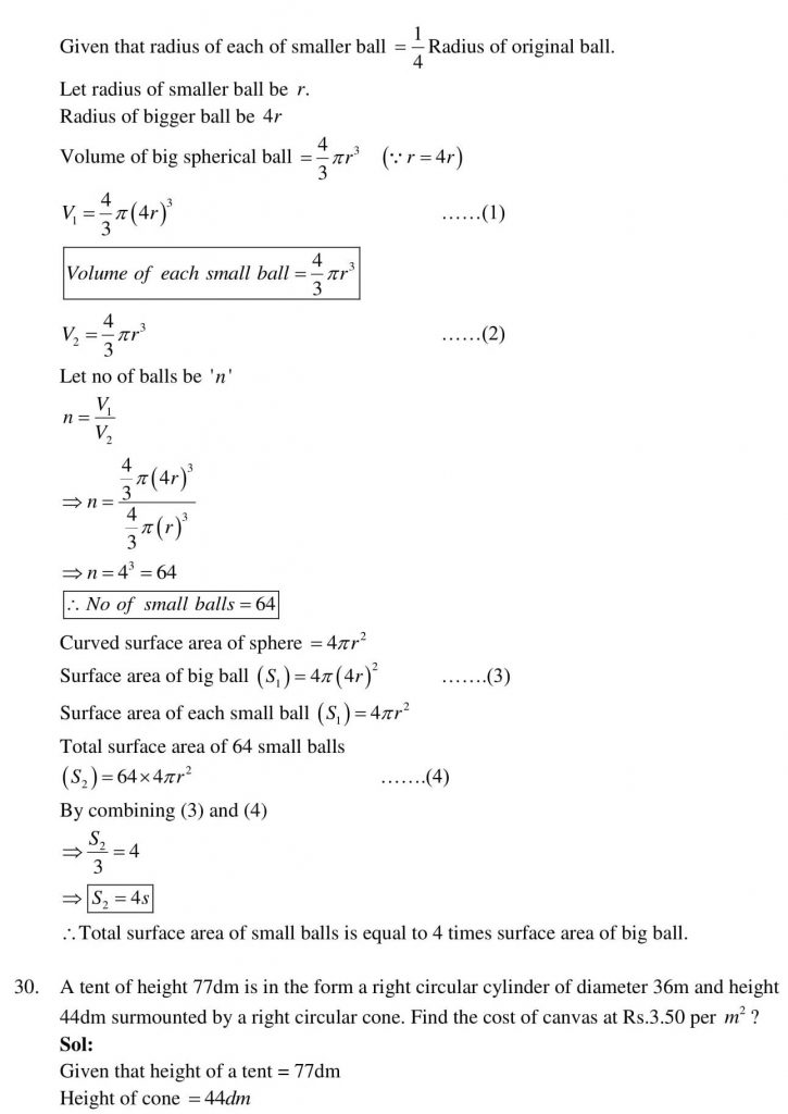 NCERT Solutions Class 10 Mathematics RD Sharma Surface Areas and Volumes