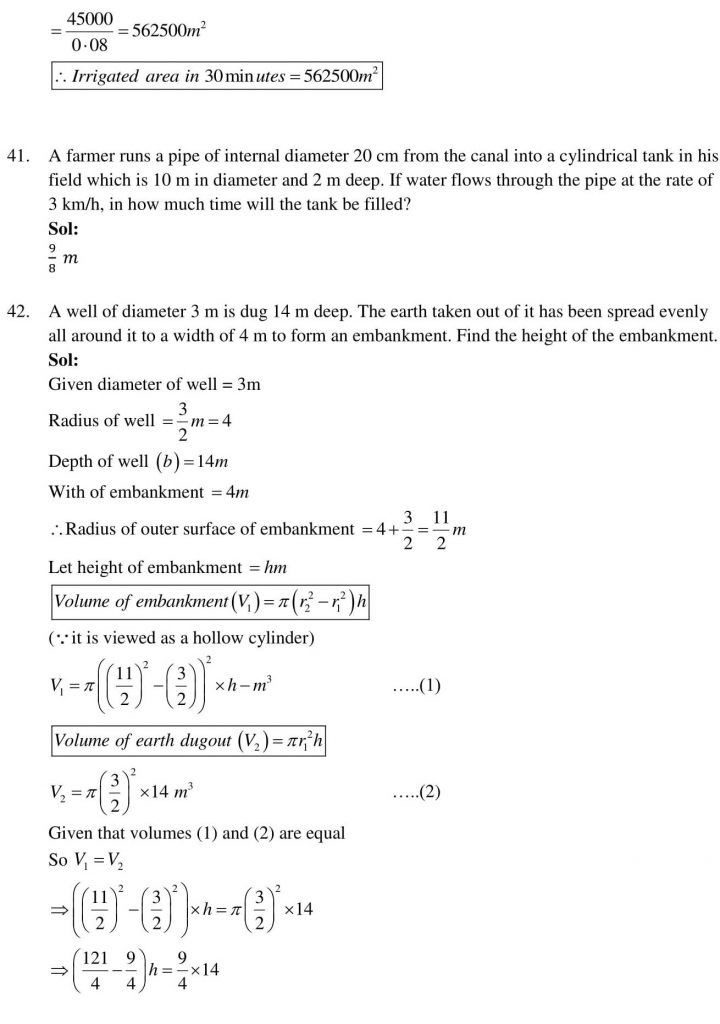 NCERT Solutions Class 10 Mathematics RD Sharma Surface Areas and Volumes