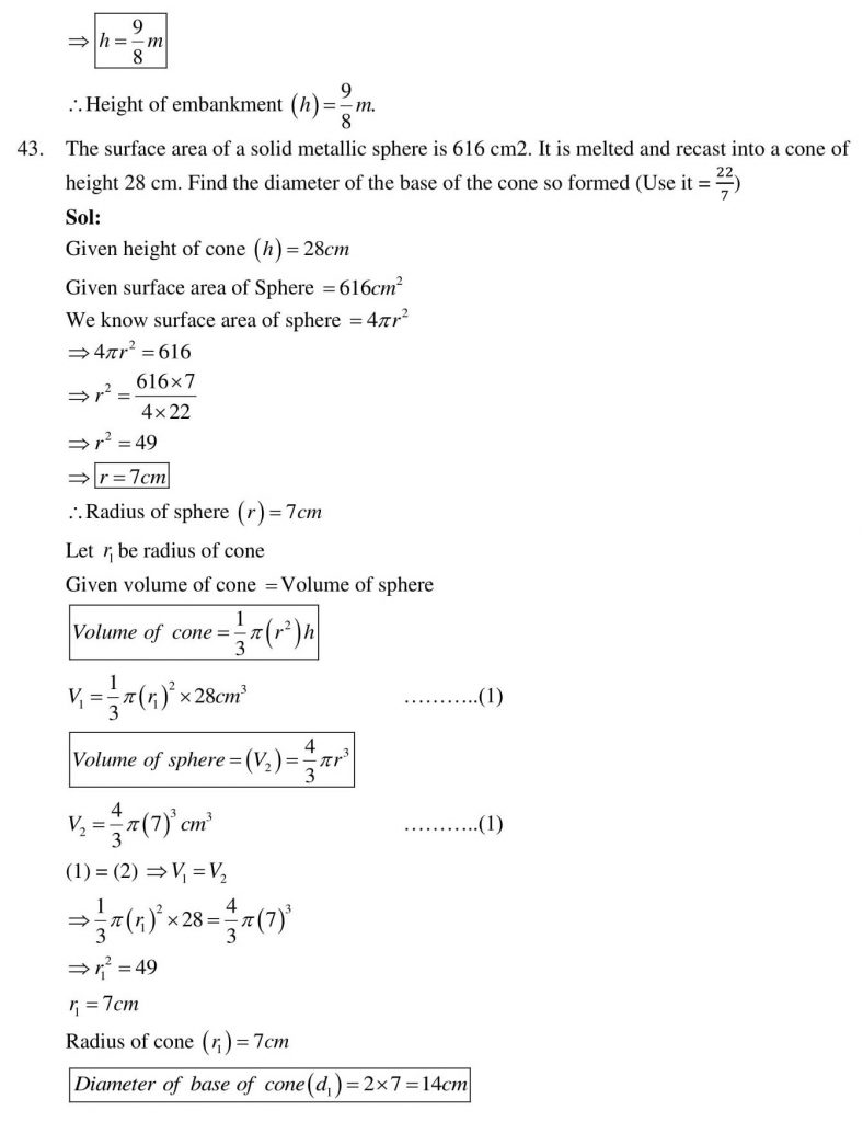 NCERT Solutions Class 10 Mathematics RD Sharma Surface Areas and Volumes