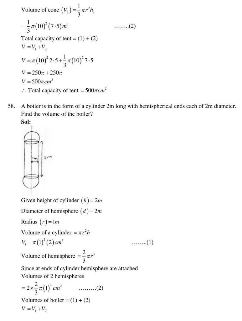 NCERT Solutions Class 10 Mathematics RD Sharma Surface Areas and Volumes