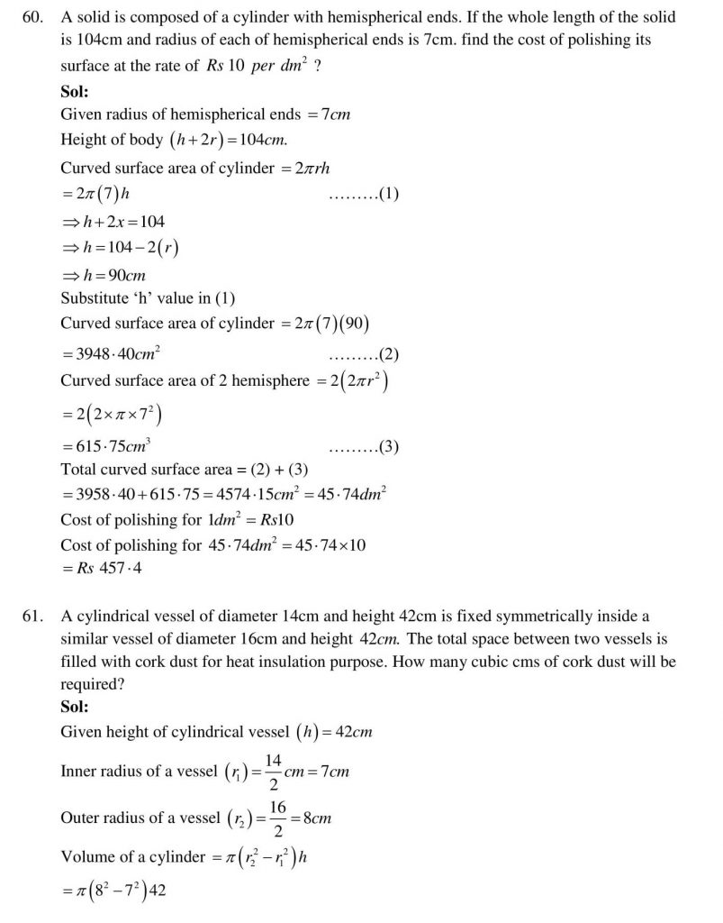 NCERT Solutions Class 10 Mathematics RD Sharma Surface Areas and Volumes