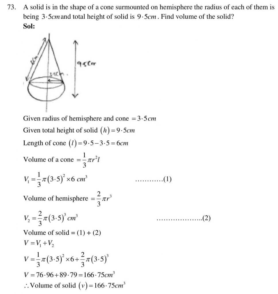 NCERT Solutions Class 10 Mathematics RD Sharma Surface Areas and Volumes