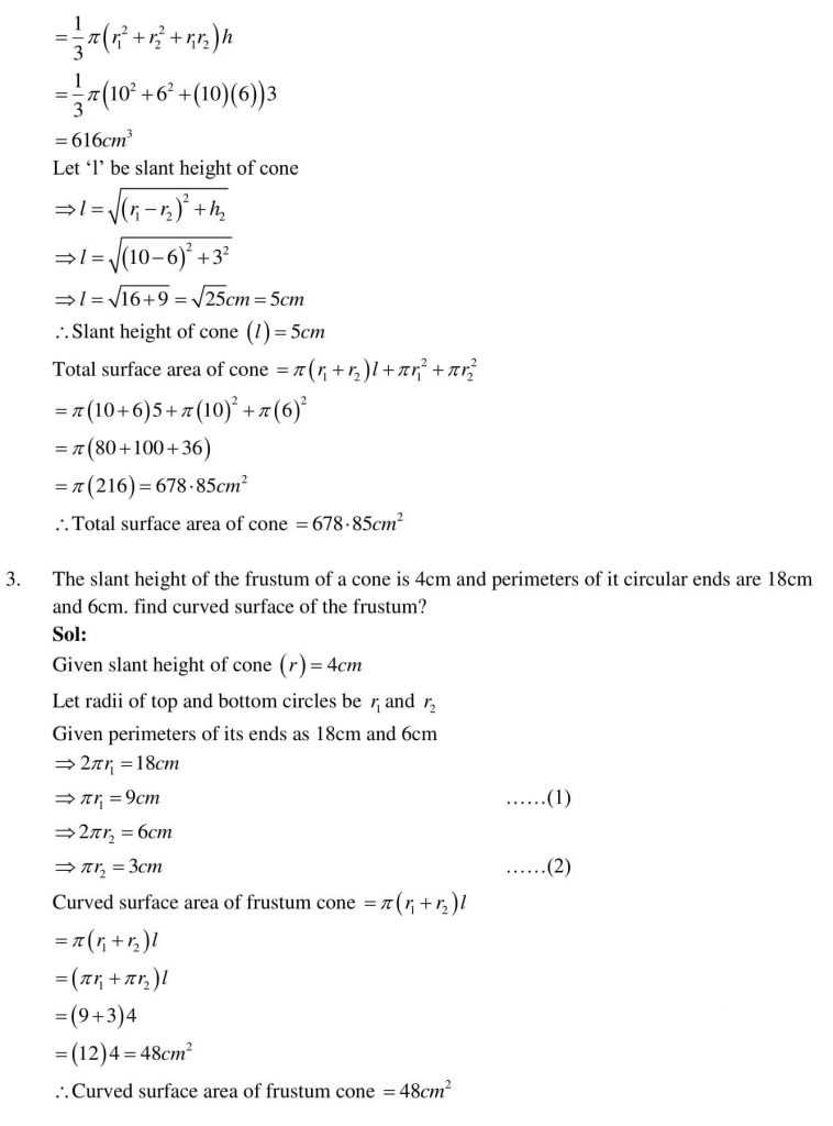 NCERT Solutions Class 10 Mathematics RD Sharma Surface Areas and Volumes