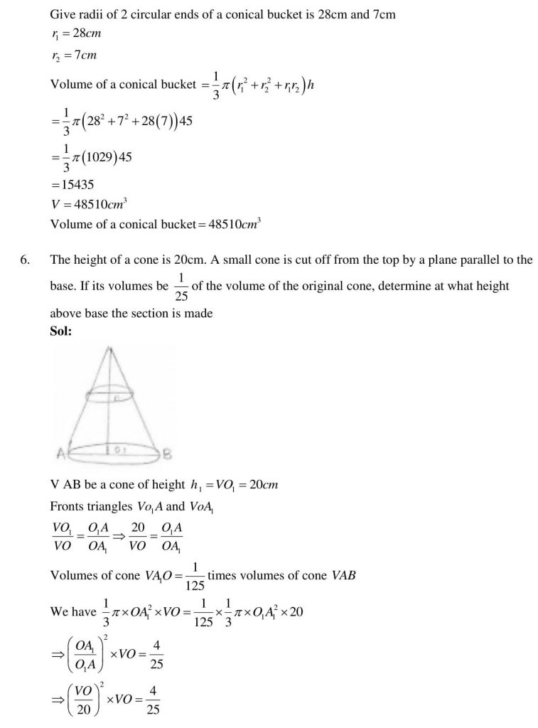 NCERT Solutions Class 10 Mathematics RD Sharma Surface Areas and Volumes